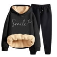 thumbnail image 1 of WEIYLL Womens Outfit Sets Winter Thickened Solid Color Cardigan Hooded Jacket Pants Two Piece Black Fall Outfit Suit ,size XL, 1 of 8