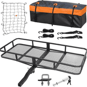1Autodepot 60" x 20" Cargo Carrier Basket, Hitch Mount Folding Rear Luggage Rack With Waterproof Bag, Net & Strap, 2 Inch Receiver 500 lbs Capacity Trailer Hitch Mount for Car Vehicle Travel Camping