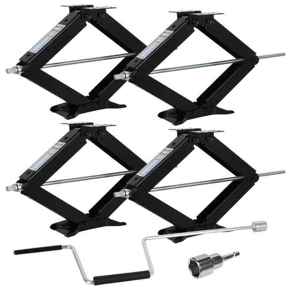 WEIZE 9000 lbs Camper Stabilizer RV Trailer Scissor Jacks 24 inch Leveling Jacks Heavy Duty Stabilizing Supports Set of 4 with Crank Handle