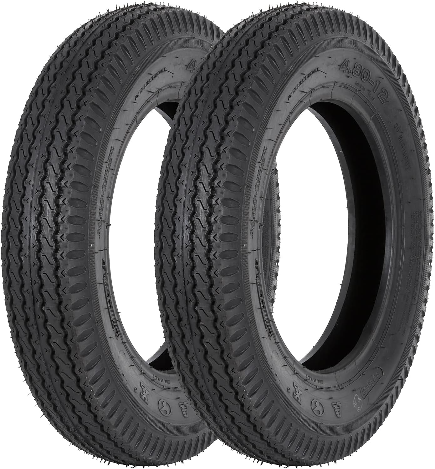 WEIZE Highway Boat Utility Trailer Tire 4.80-12 4.8-12 480-12, Load Range C, LRC 6PR Set of 2