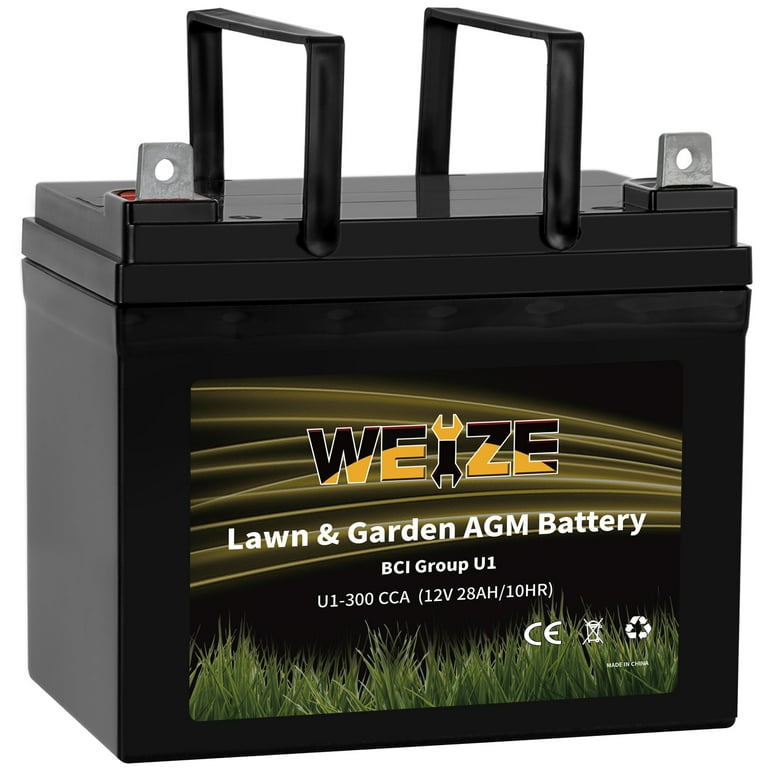 WEIZE Lawn Garden AGM Battery 12V 300CCA BCI Group U1 SLA Starting Battery for Lawn Tractors and Mowers Compatible with John Deere Toro Cub