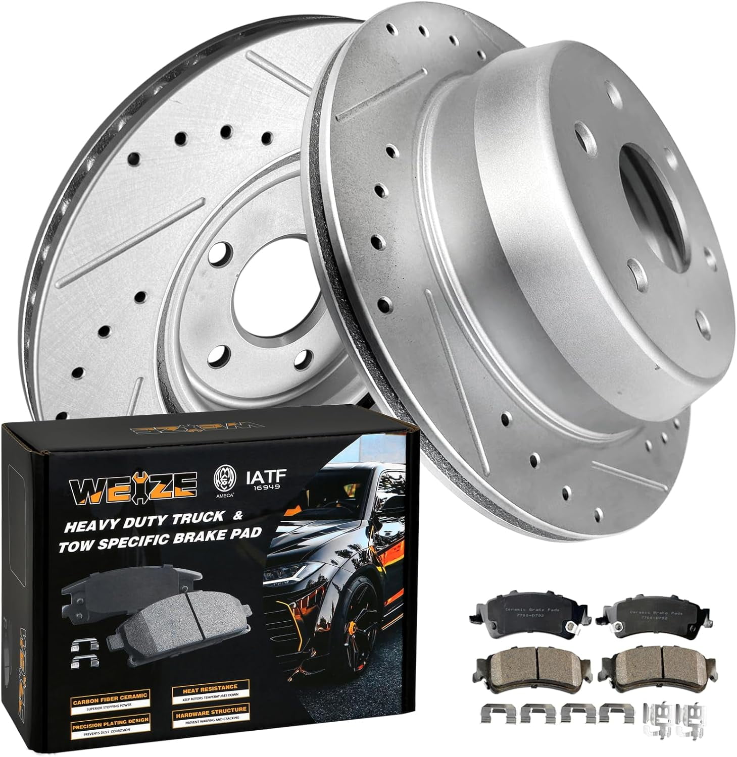 Disc Brake A-Premium 11.61 Inch 295mm Front Vented Rotors Ceramic Pads Kit Compatible Select Cadillac Chevy Gmc Models Escalade Blazer K1500 K1500 Su Front Rotors - Foto 7