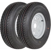 WEIZE ST175/80R13 Radial Trailer Tire Wheel Assembly 6 ply 5 Lug on 4.5" PCD Load Range C White MOD Rim, Set of 2