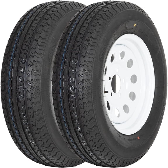 WEIZE ST205/75R15 Radial Trailer Tires 10 Ply and 15" Rim 5 on 4-1/2" Trailer Tire On Rim ST 205/75/15 205/75R15 ST205 75r15 LR E Set Of 2