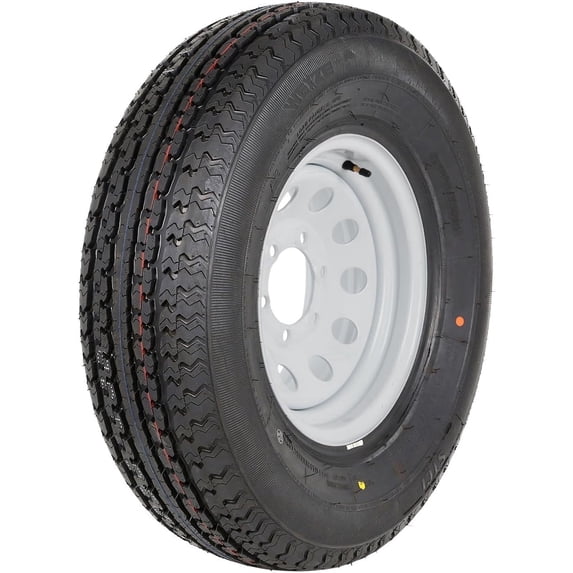 WEIZE ST225/75R15 Radial Trailer Tires 10 Ply and 15" White Rim 6 on 5-1/2" Trailer Tire On Rim 225 75r15 Load Range E 10PR