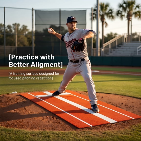 WEIZHUO 10x3 ft Softball/Baseball Pitching Mat with Anti-Slip Rubber Mound - High Traction,Portable Fastpitch Training Aid for Indoor/Outdoor Practice
