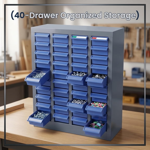 WEIZHUO 40 Drawers Parts Cabinet with Dividers & Labels,Hardware Tool Component Bolt and Nut Storage Cabinet,Durable Rustproof Tool Organizer