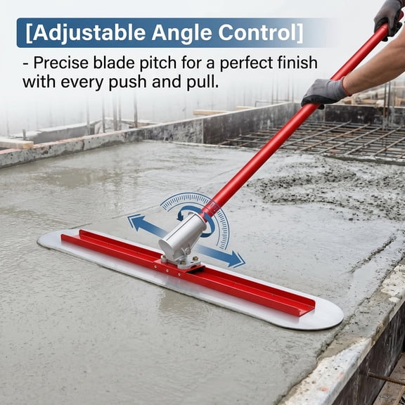 WEIZHUO 47.2 inch Adjustable Angle Masonry Float,Stainless Steel Concrete Float,4 Extendable Rods Concrete Finishing Tool for Floors Roads