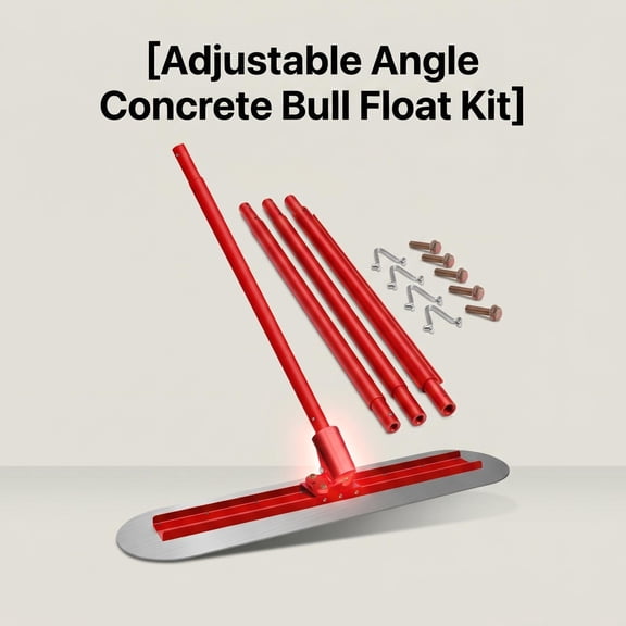 WEIZHUO 48'' x 12'' Masonry Float,Adjustable Angle Stainless Steel Concrete Float,4 Extendable Rods Concrete Finishing Tool for Floors Walls and CeilingsRed