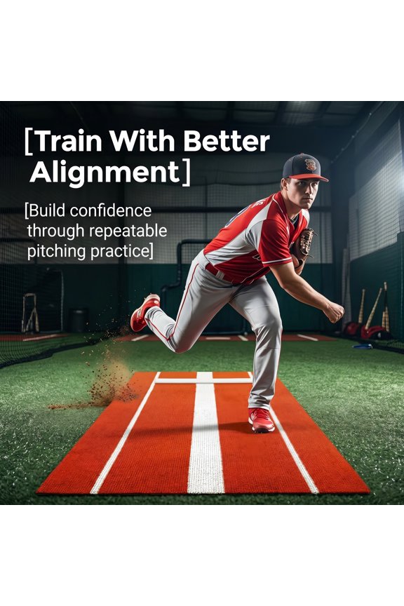 Portable Baseball Training Mat,10 x 3 ft Softball Pitching Mat,Anti-Slip Sport Training Aid for Indoor Outdoor Use