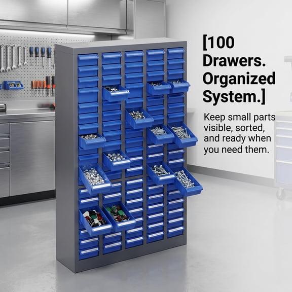 WEIZHUO Rust-Resistant Parts Cabinet,100 Drawer Tool Storage Cabinet,Hardware Organizer with Shelves & Labels,ABS Material Drawer