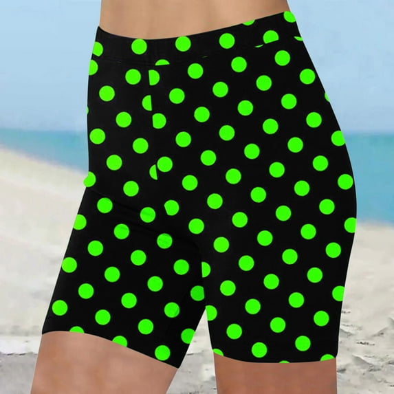 WEIee Biker Shorts for Women Women Yoga Shorts Stretchy High Waisted Printed Tights Butt Lifting Fashion Summer Joggers Shorts Ladies Holiday Fitness Slim Fit Leggings Green M