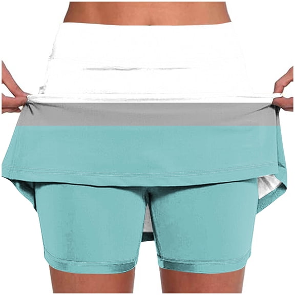 WEIee Bikers Short for Women Biker Shorts Women Workout High Waisted Belly Control Colorful Stretchy Joggers Shorts Fashion Summer Loose Sportswear Light Blue S