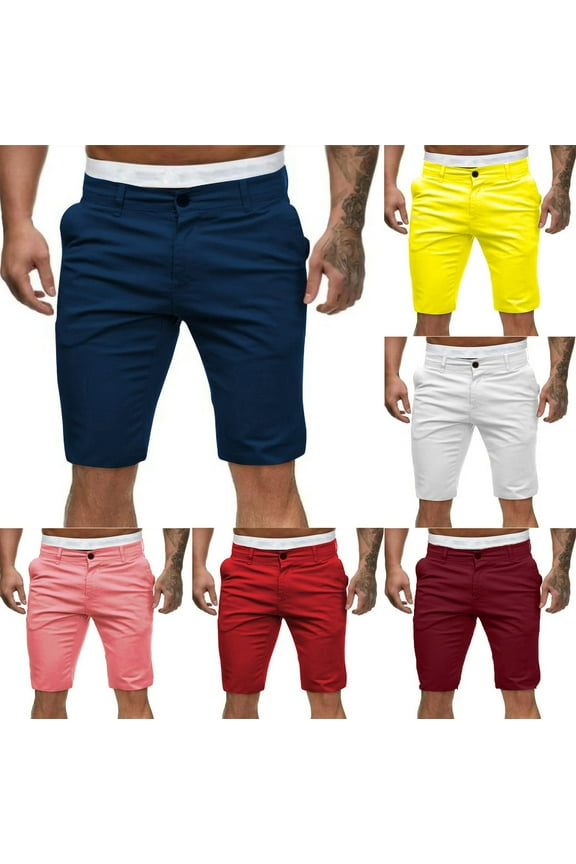 Cargo Shorts for Men Big Tall Mens Work Shorts Pockets Button Shorts Versatile Loose Fit Training Running Workwear Pants Navy L