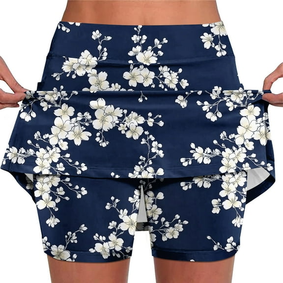 WEIee Mini Skirts for Women with Shorts High Waisted Shorts Workout Belly Control Printed Elastic Joggers Shorts Stylish Summer Loose Sportswear Multicolor XXL