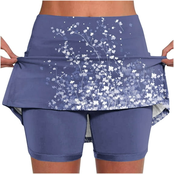 WEIee Mini Skirts for Women with Shorts Womens Biker Shorts Workout High Waisted Belly Control Printed Stretchy Joggers Shorts Trendy Summer Loose Sportswear Multicolor M