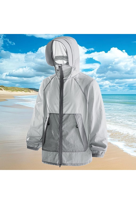 Sunscreen Clothing for Women Sun Jacket Hoodie Long Sleeve Zipper Outdoor Coat with Pocket Summer Solid Color Lightweight Outwear Loose Holiday Ladies Tops Gray M