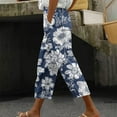 thumbnail image 1 of WEIee Womens Capri Casual Summer Pocket Cropped Pants with Drawstring Printed Straight Leg Lightweight Trousers Loose Fit Weekend Lady Pants Multicolor L, 1 of 4