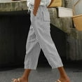 thumbnail image 1 of WEIee Womens Capris Casual Summer Pocket Cropped Pants with Drawstring Stripe Straight Leg Versatile Trousers Loose Fit Going out Lady Pants Multicolor L, 1 of 4