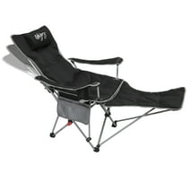 #WEJOY 2-in-1 Reclining Padded Camping Chair 3 Position Folding Lawn Chairs for Adult,Black