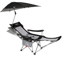 #WEJOY 2-in-1 Sunshade Reclining Lawn Chair Adjustable Folding Camping Chairs for Adult(Black/Grey)