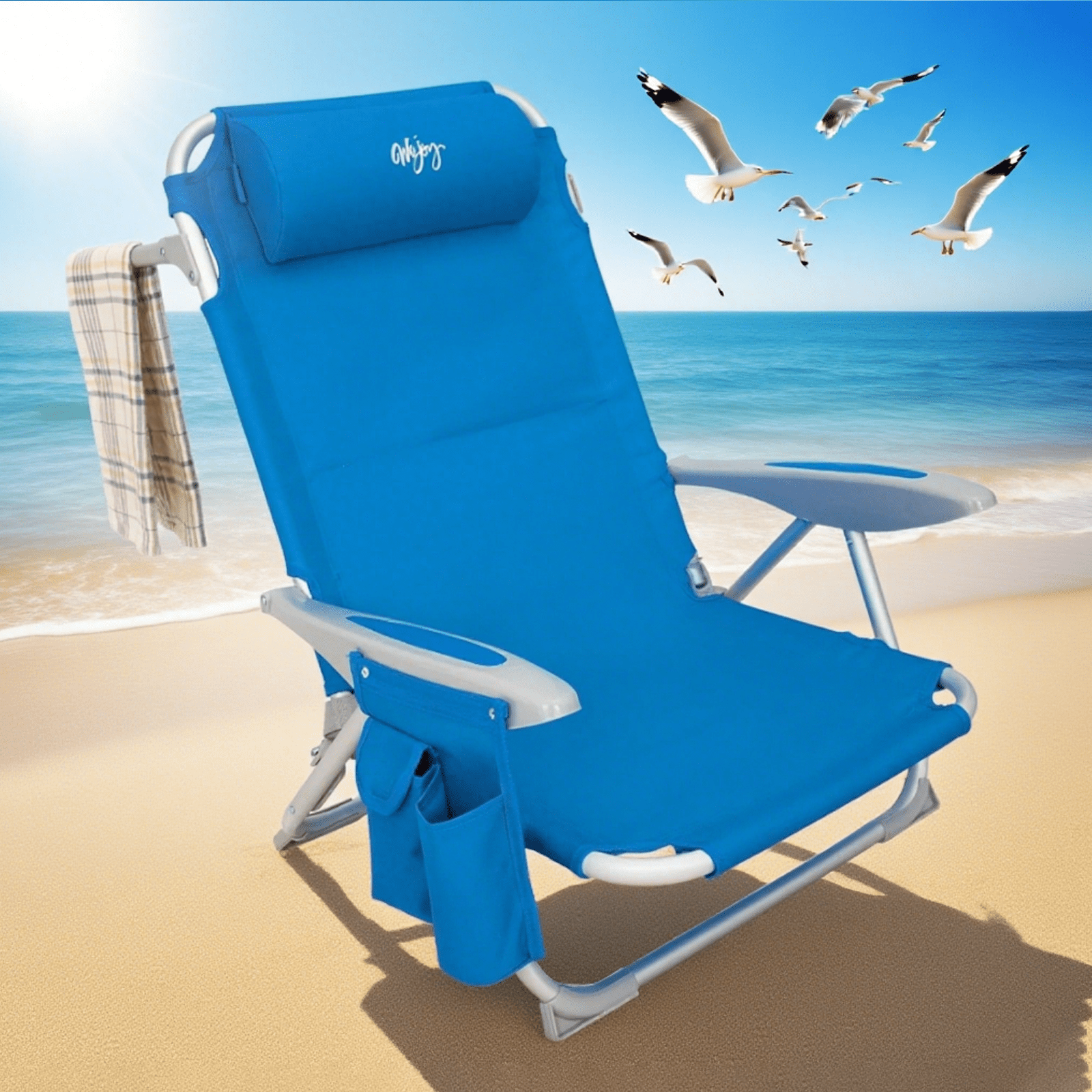 Free Shipping! #WEJOY 4-Position Beach Chair Aluminum Folding Lawn