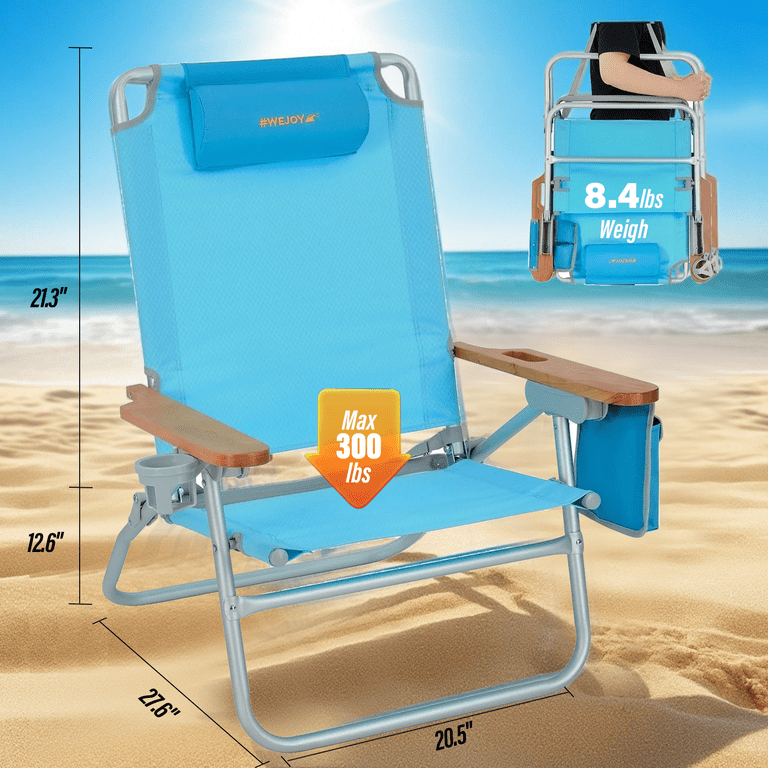 Folding Beach Beach Chair Weight Capacity 300 Lbs WEJOY Low