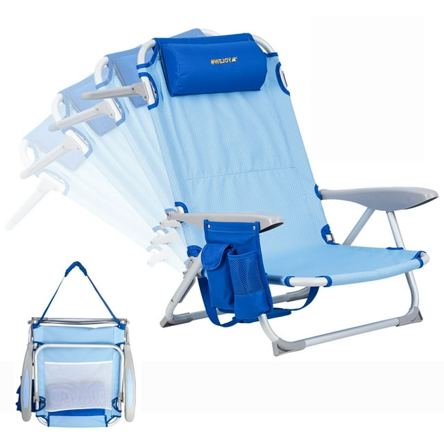 WEJOY Folding Beach Chair Aluminum Lightweight 4Position Lay Flat