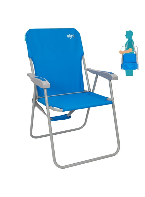 WEJOY High Back Outdoor Lawn Chairs Folding Beach Chairs for Adults, Blue