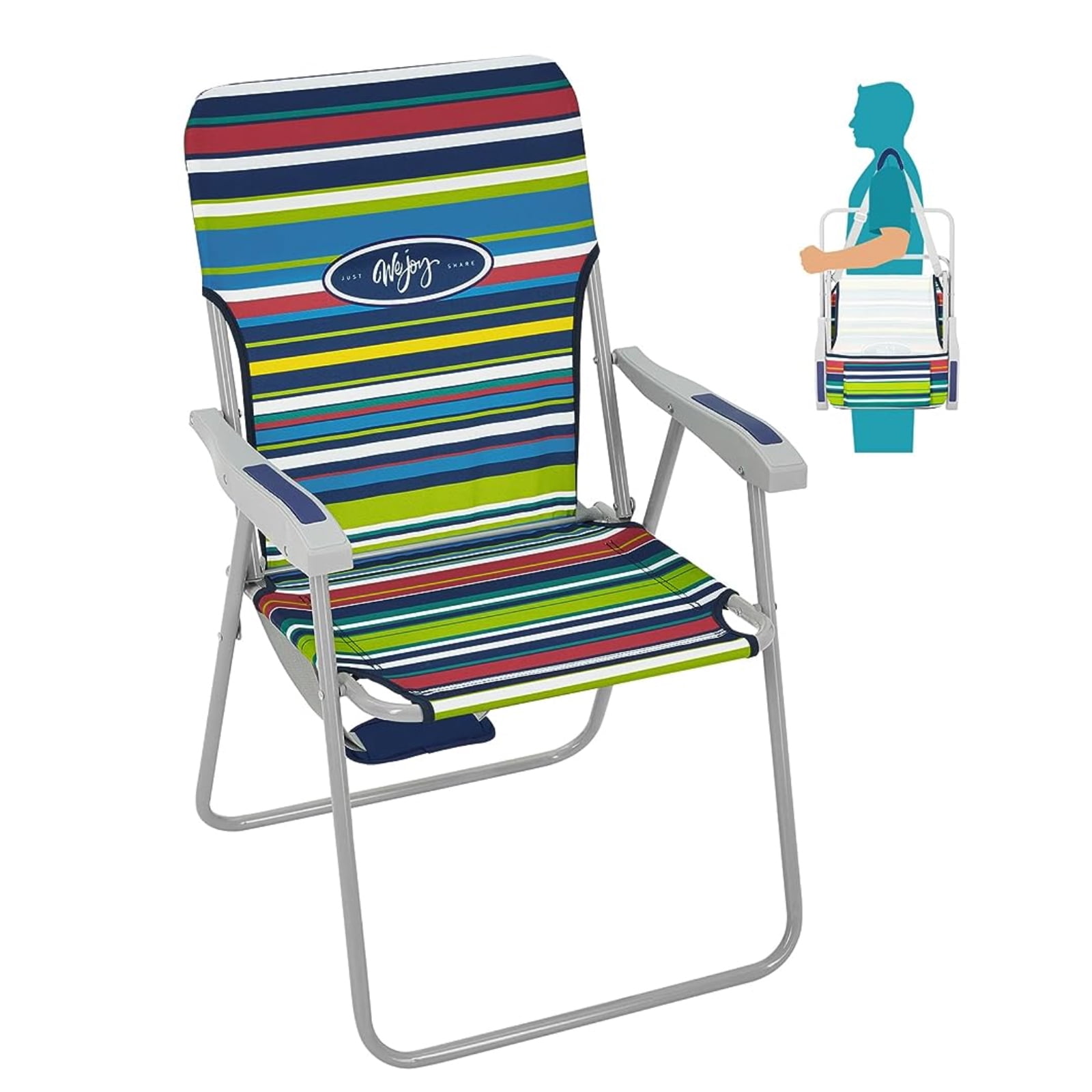 WEJOY High Back Outdoor Lawn Chairs Folding Beach Chairs for Adults, Red/Blue/Green