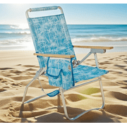 #WEJOY High Backpack Beach Chair, Foldable 4-Position Reclining Lawn Chairs with Wooden Arms & Bottle Opener, Max Load 265 lbs, Reclining Tall Back for Outdoor, Camping, Park