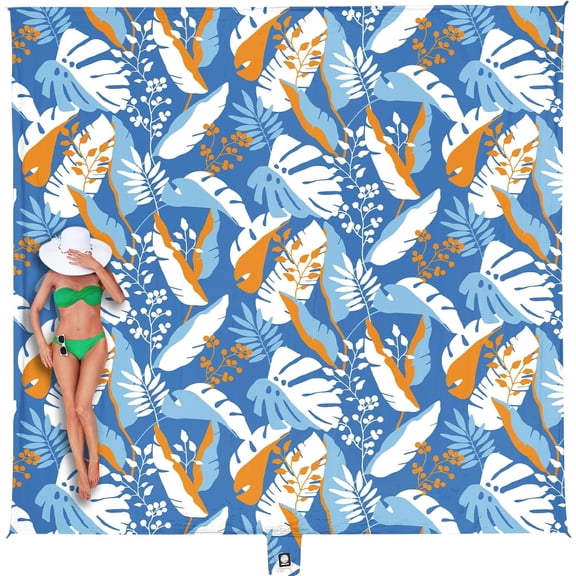WEKAPO Beach Blanket Waterproof Sandproof Oversized, Extra Large Beach Mat Sand Free, Lightweight & Compact Sand Free Mat with 6 Stakes & 4 Corner Pockets