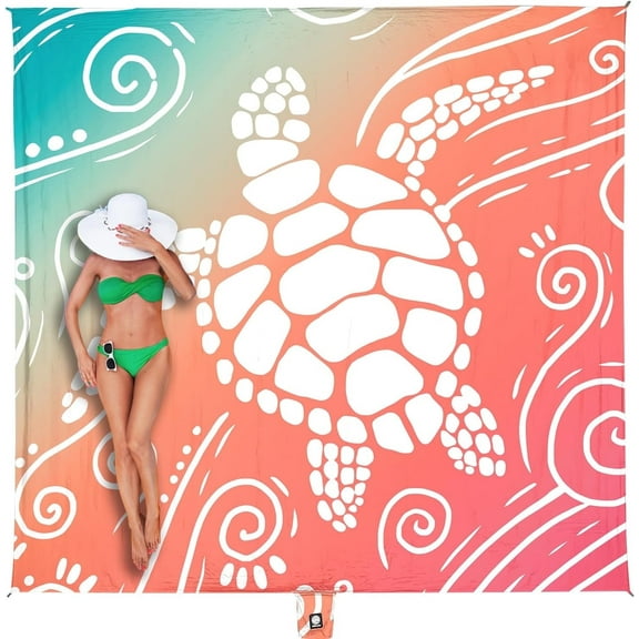 WEKAPO Beach Blanket Waterproof Sandproof Oversized Extra Large Sand Free Beach Mat with Stakes, Storage Bag - Essentials for Outdoor Beach, Picnic