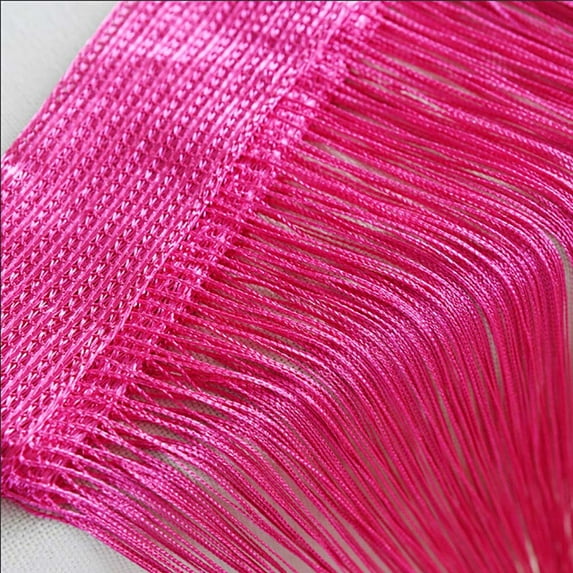 WEKDKAI French Window Livingroom String Curtains,19.7*78.7in Home Door Privacy Screen,Balcony Decorative Valance,Patio Space Divider Fringe Net Sheer(Pink) Curtain Set Clearance