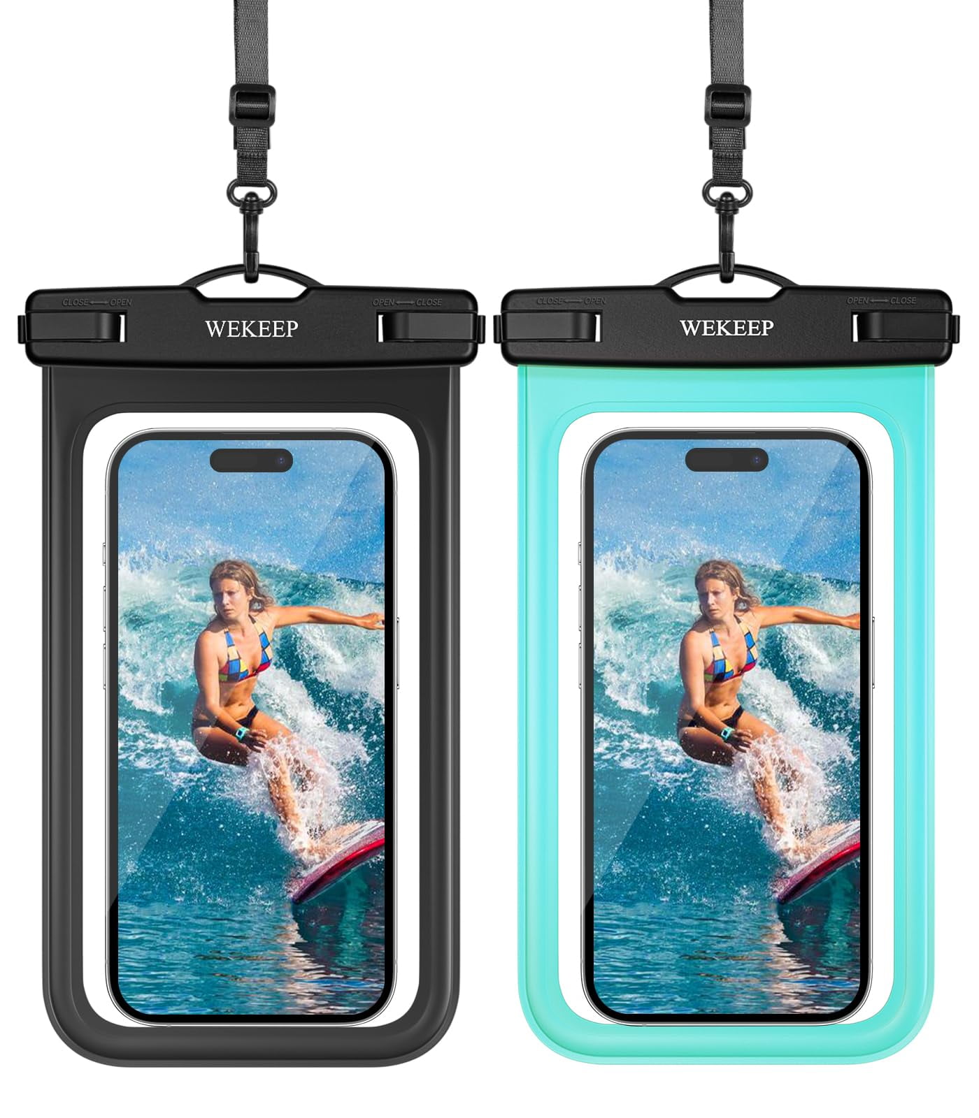 WEKEEP Waterproof Phone Pouch 2 Pack IPX8 Case Compatible with iPhone 14 13 12 11 Samsung Galaxy A14 5G Black Teal Walmart