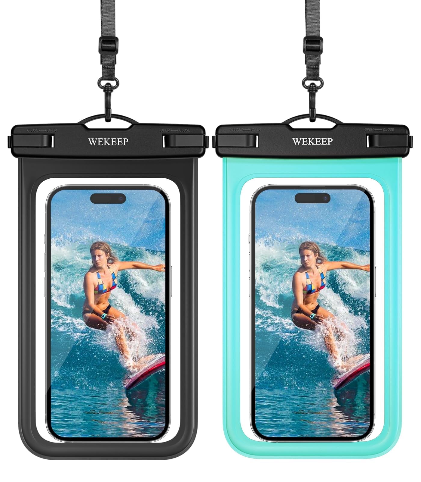 Atzeste Double Space Waterproof Phone Pouch Bag 2 Pack Case Dry iPhone 16 Pro Max 7 5 Cellphone Beach Vacation Travel Cruise Essentials