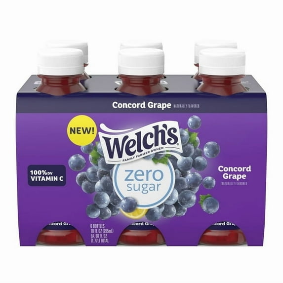 WELCH'S 10 FL OZ ZERO SUGAR DRINK - CONCORD GRAPE ( 2 Box )