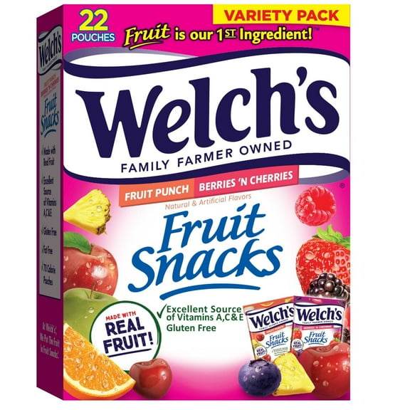 WELCH'S Fruit Snacks Berries N' Cherries Fruit Punch - 17.6oz/22ct - Pack of 2