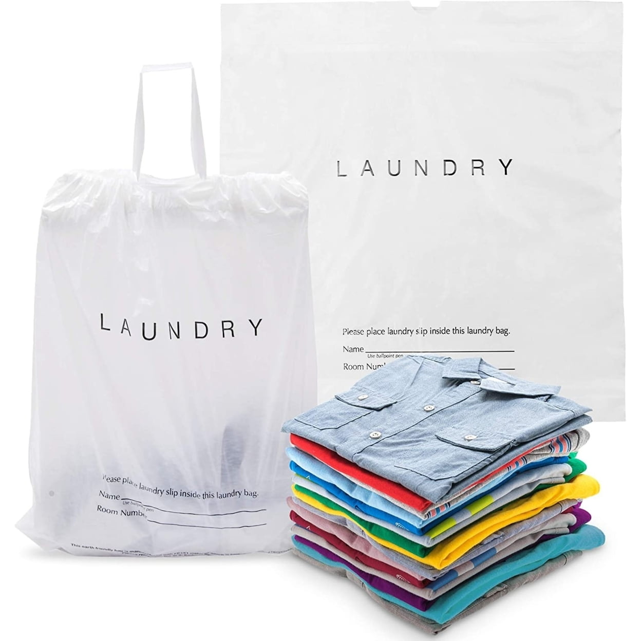 WELCOME Hotel Laundry Bags - 18x19 + 4G - Drawstring Closure Case of
