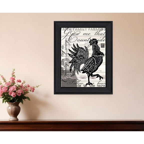 WELCOME TO THE FARM CHICKEN Black Framed Print Wall Art