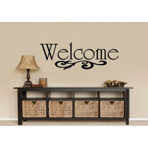 WELCOME with Scroll #2 ~ WALL DECAL, HOME DECOR 8 5" X 20"