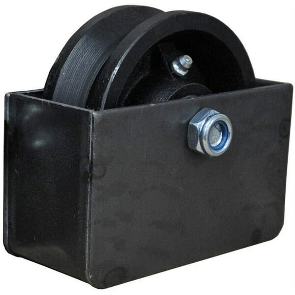 WELDANDFABSHOP 4" V Groove Sliding Gate Cast Iron Roller Wheel Axle with Mounting Box