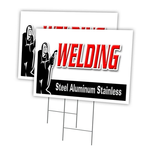 WELDING STEEL ALUMINUM STAINLESS 2 Pack Of 12" x 16" Yard Sign & Stake outdoor plastic | Advertise Your Business | Stake Included Image On Front Only | Made in The USA