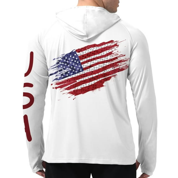 WELIGU Men Sun Hoodie Long Sleeve Shirts UV Protection UPF 50+ Printed Shirt Fishing Hiking Running Beach Outdoor Quick-Dry Guoqi 2XL