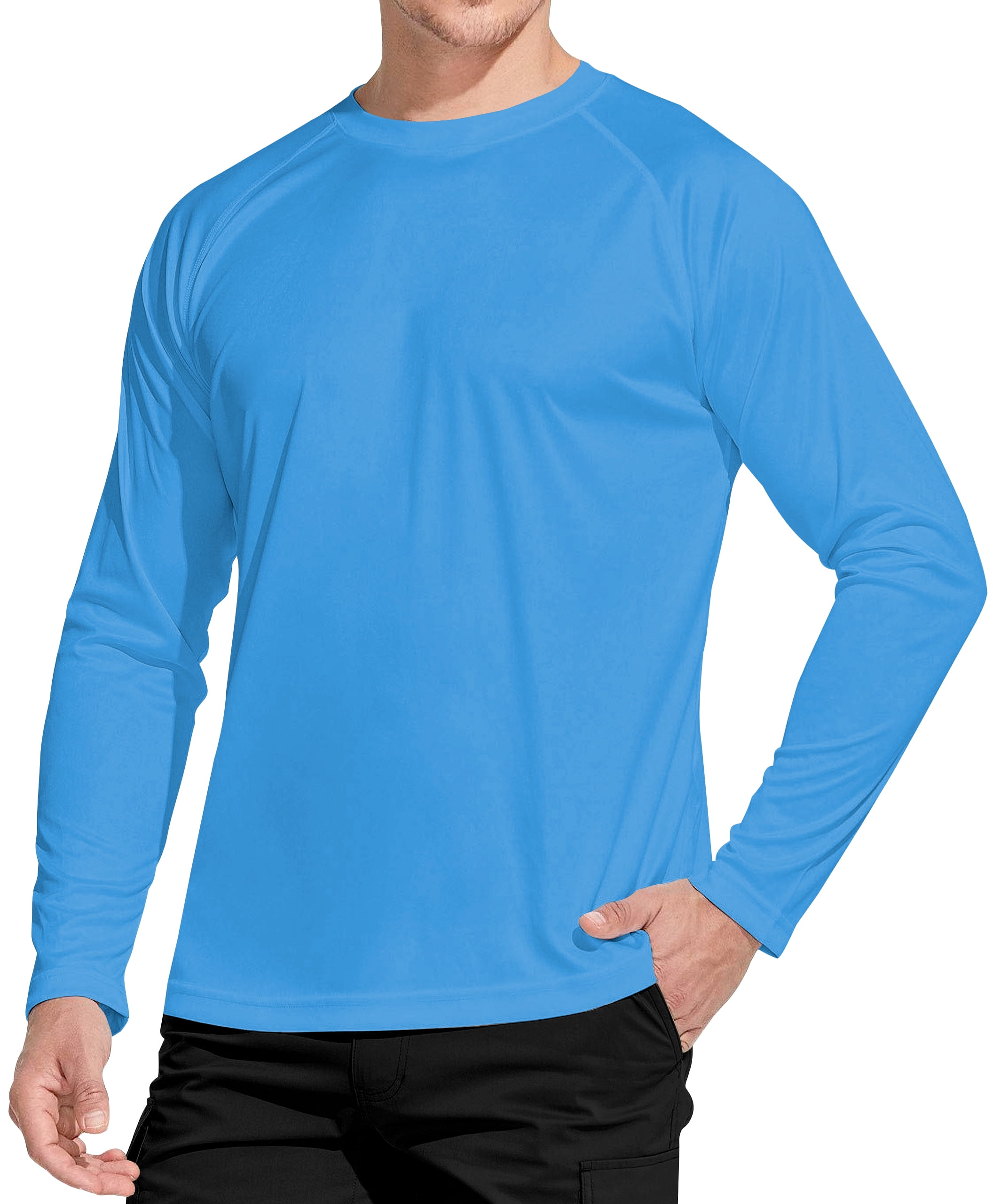 Peakwell Hommes Protection Solaire T-Shirts Rashguard UPF 50 T-Shirts de Sport Outdoor Fonctionnels Manches Courtes, Bleu Clair, M