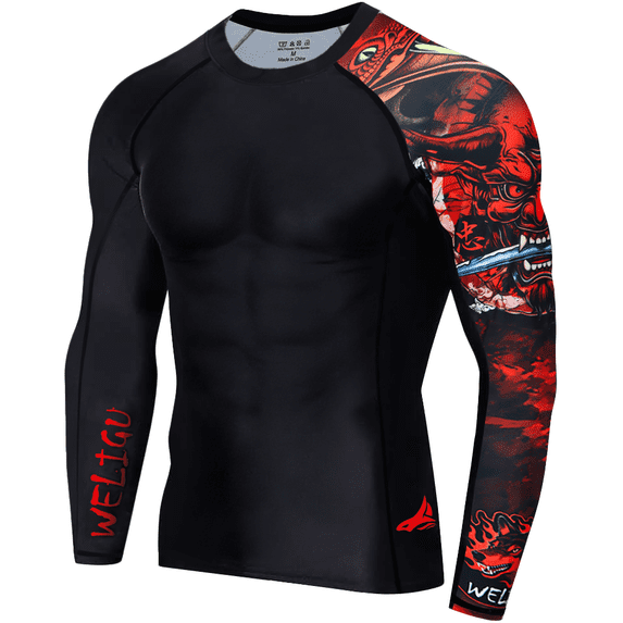 WELIGU Men's Long Sleeve UPF 50+ Baselayer Skins Performance Fit ...