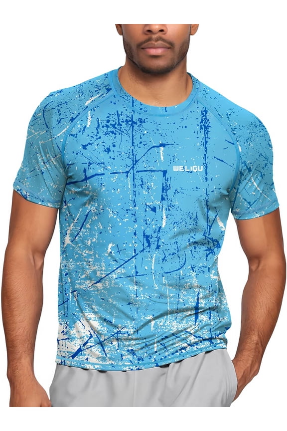 Men's Rashguard Swim Shirt Short Sleeve UPF 50+ Sun Protection Shirt SPF Quick Dry Water Lightweight Shirt lanse-Tshirt-S