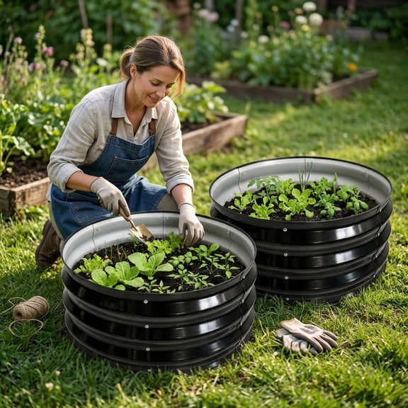 WELKA 2Pack Round Galvanized Metal Raised Garden Bed, 221 FT OpenBottom Elevated Planter Box, Modular Raised Garden Beds for Vegetables, Herbs, Flowers, Backyard Patio Outdoor Gardening