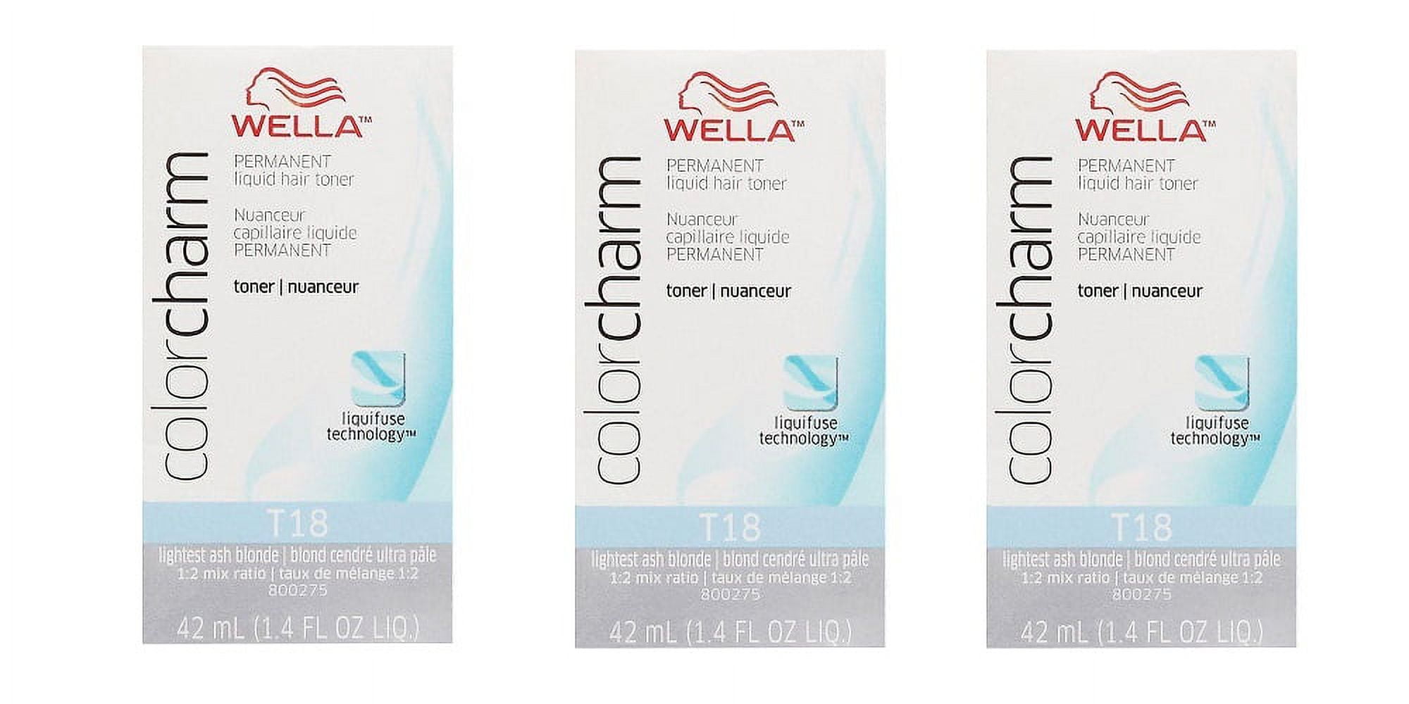 WELLA COLOR CHARM, HAIR COLOR Permanent Lightest Ash Blonde Liquid Toner (3 Pack) 3 x HC-T18