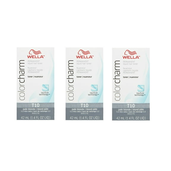 WELLA COLOR CHARM, HAIR COLOR Permanent Pale Blonde Liquid Toner (3 Pack) 3 x HC-T10